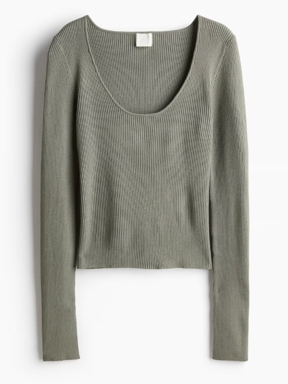 H&M Fitted Scoop Neck Long Sleeve Top